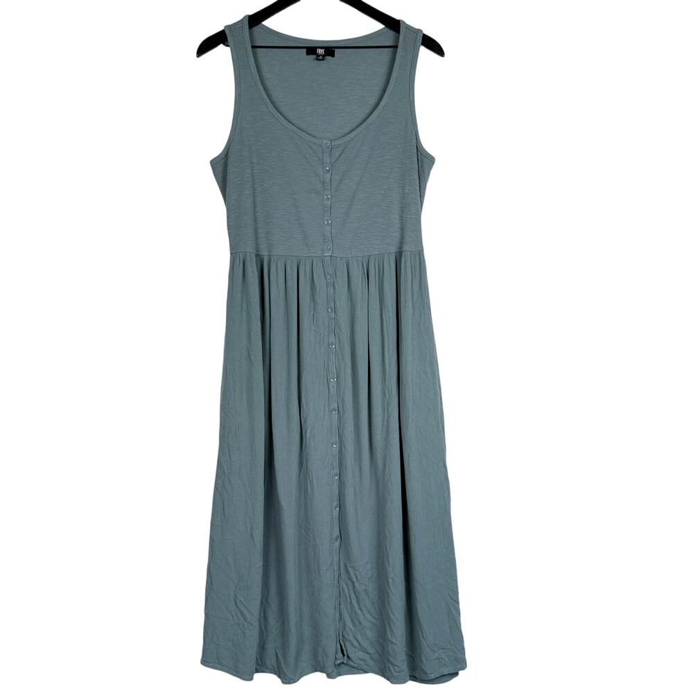 Frye Women's Button Front Midi Dress Blue w Pockets - M